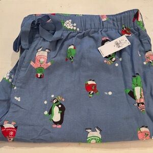 NWT Old Navy Flannel Blue Penguin Pajama Bottoms